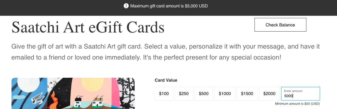 Saatchi art choosing card value