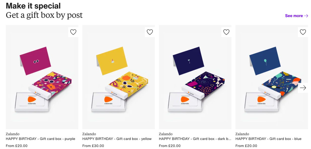 Zalando gift card options