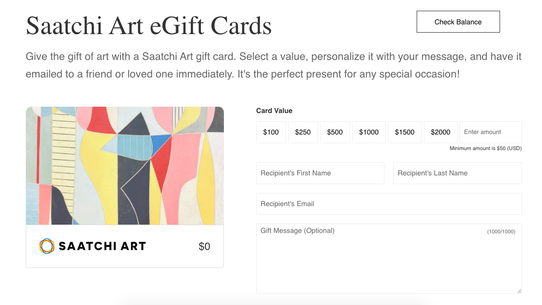 Saatchi Art choosing card value