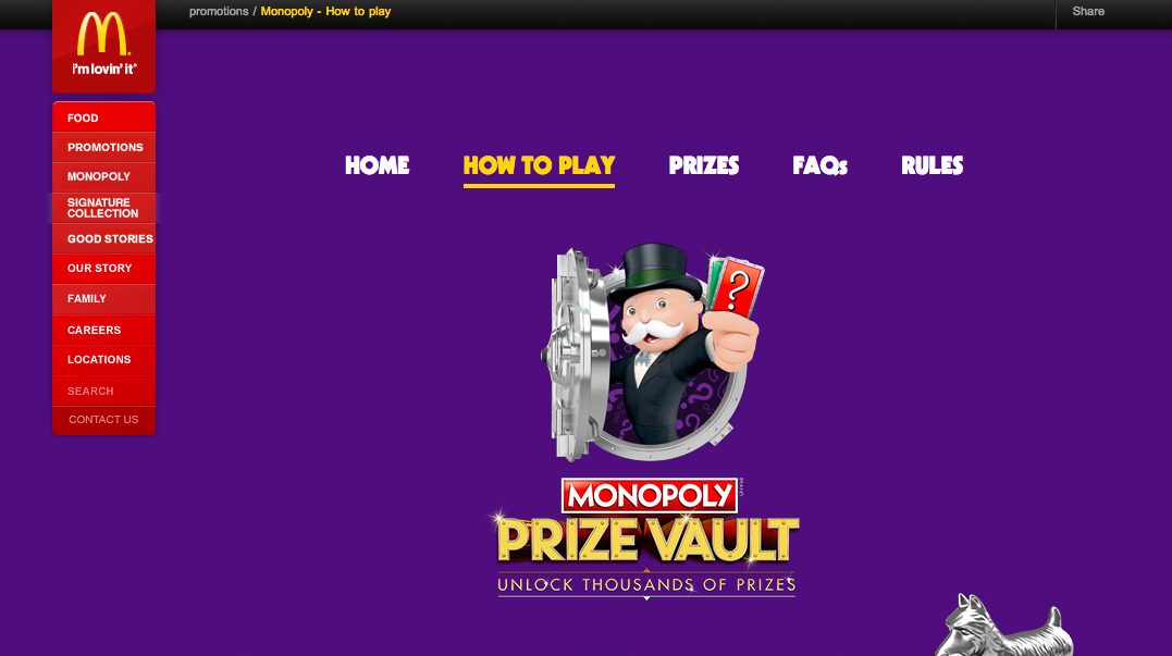 McDonald's Monopoly game as an example of promotion gamification