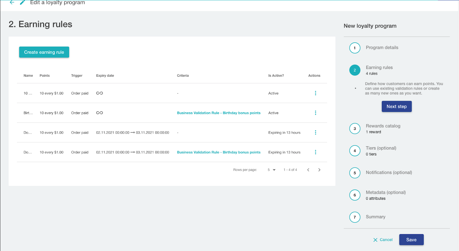 Earning rules in Voucherify