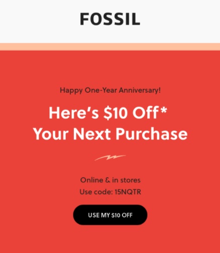 An example of a nominal discount campaign ran by Fossil