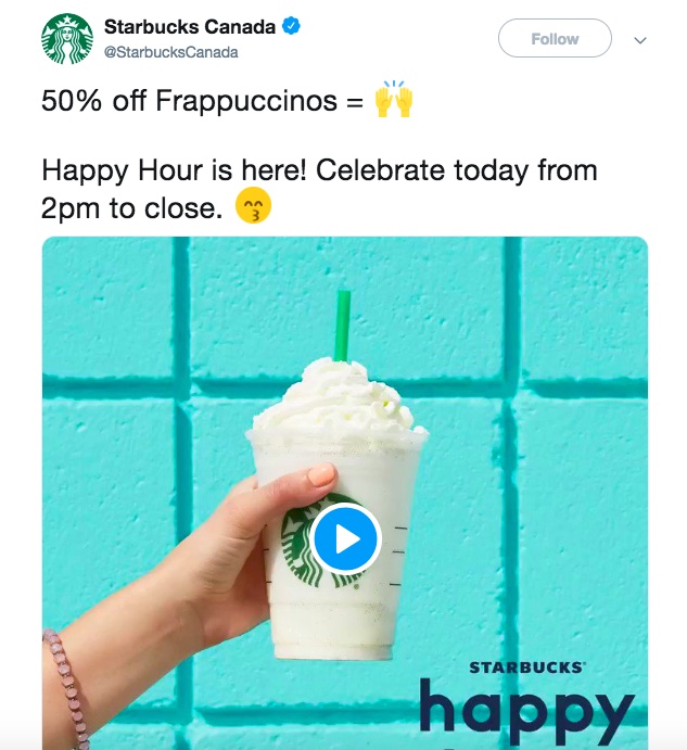Happy Hours promotion example from Starbucks