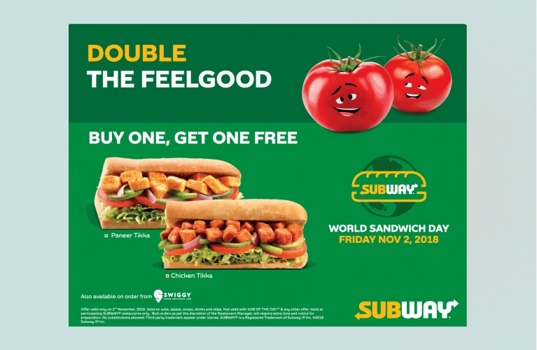 Subway BOGO offer on sandwiches 