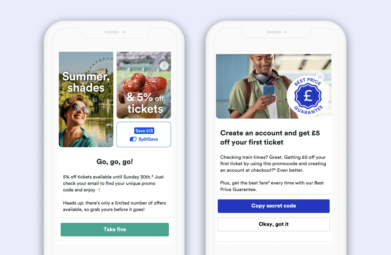 Example of Trainline promotion