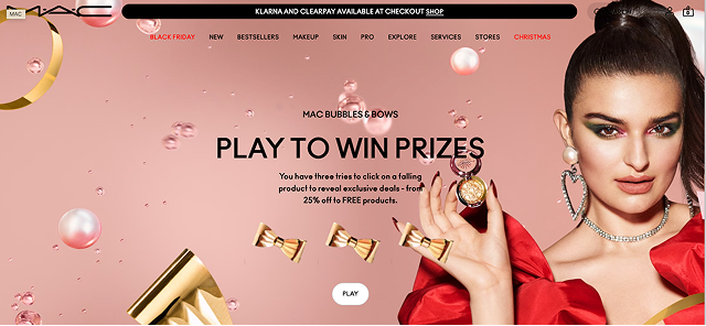 MAC Cosmetics Falling Bubbles & Bows game