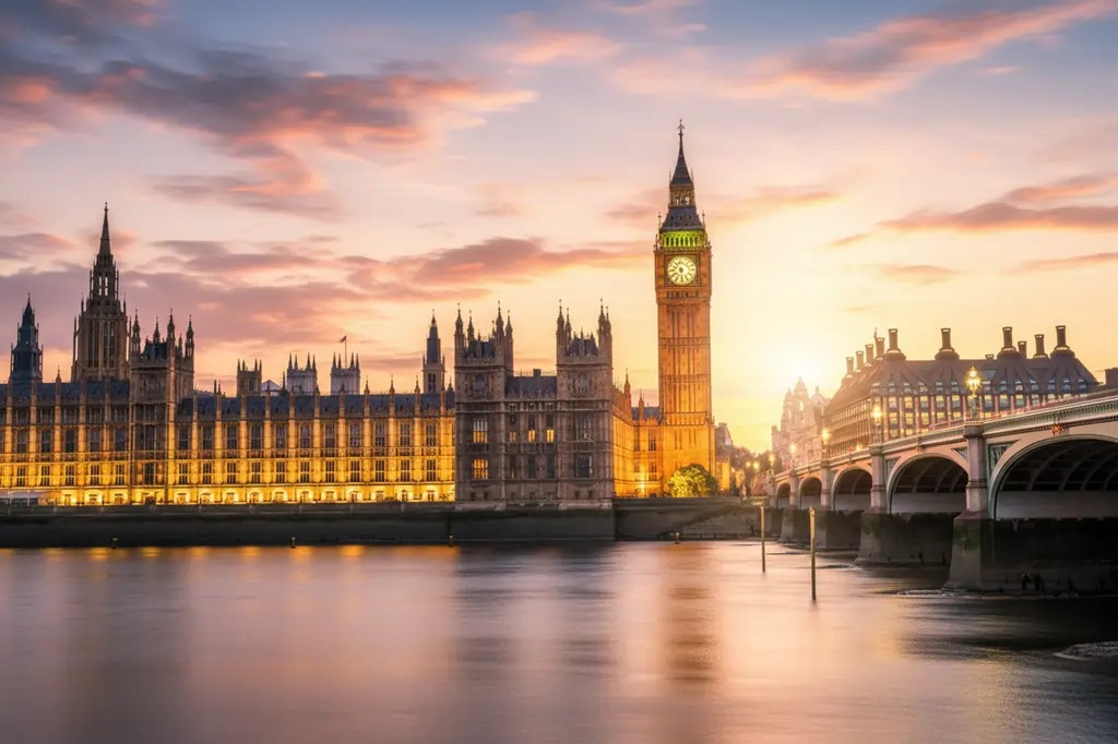 London skyline featuring Westminster Bridge and the Elizabeth Tower (Big Ben)