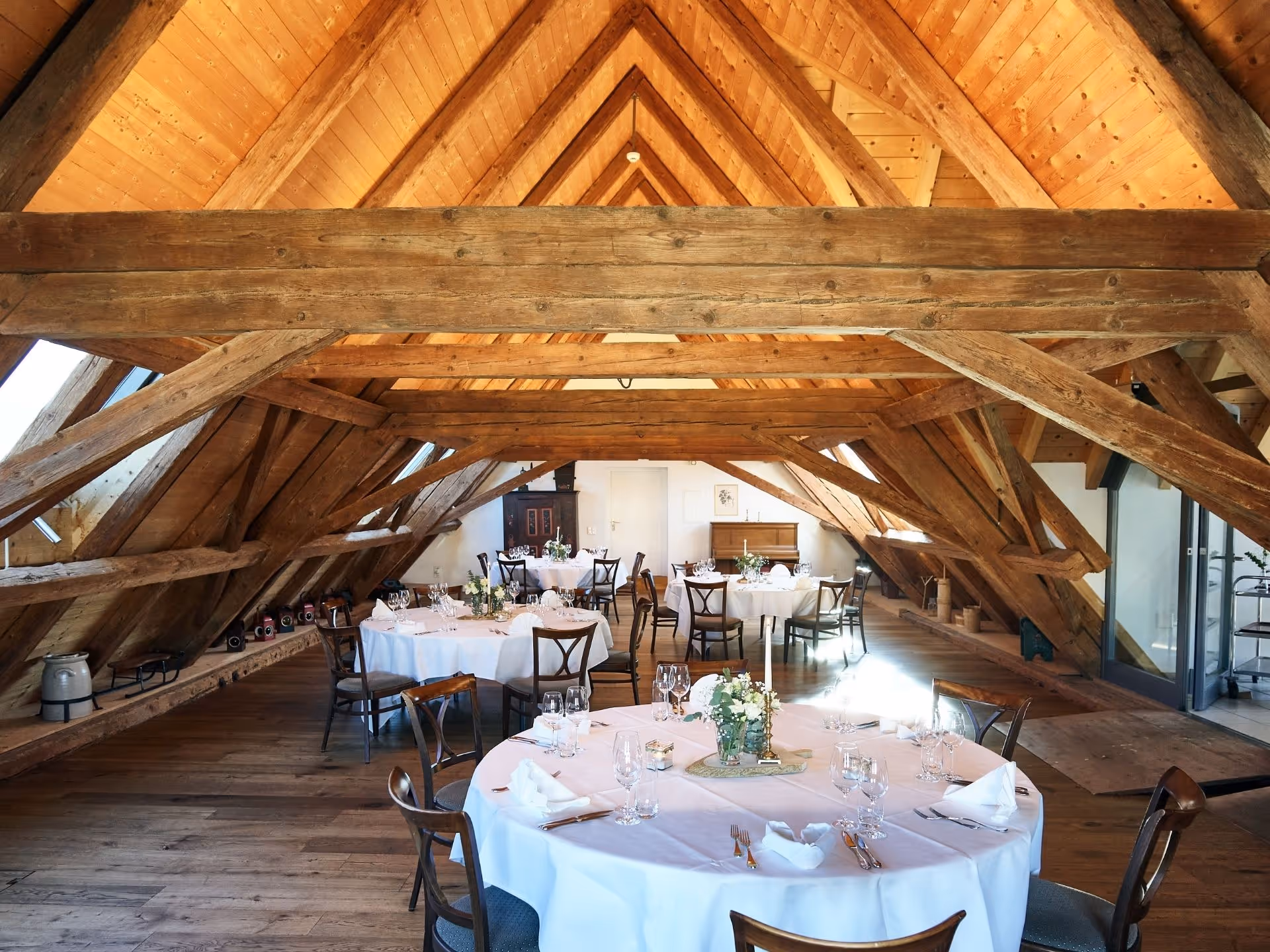 Tables set in the attic