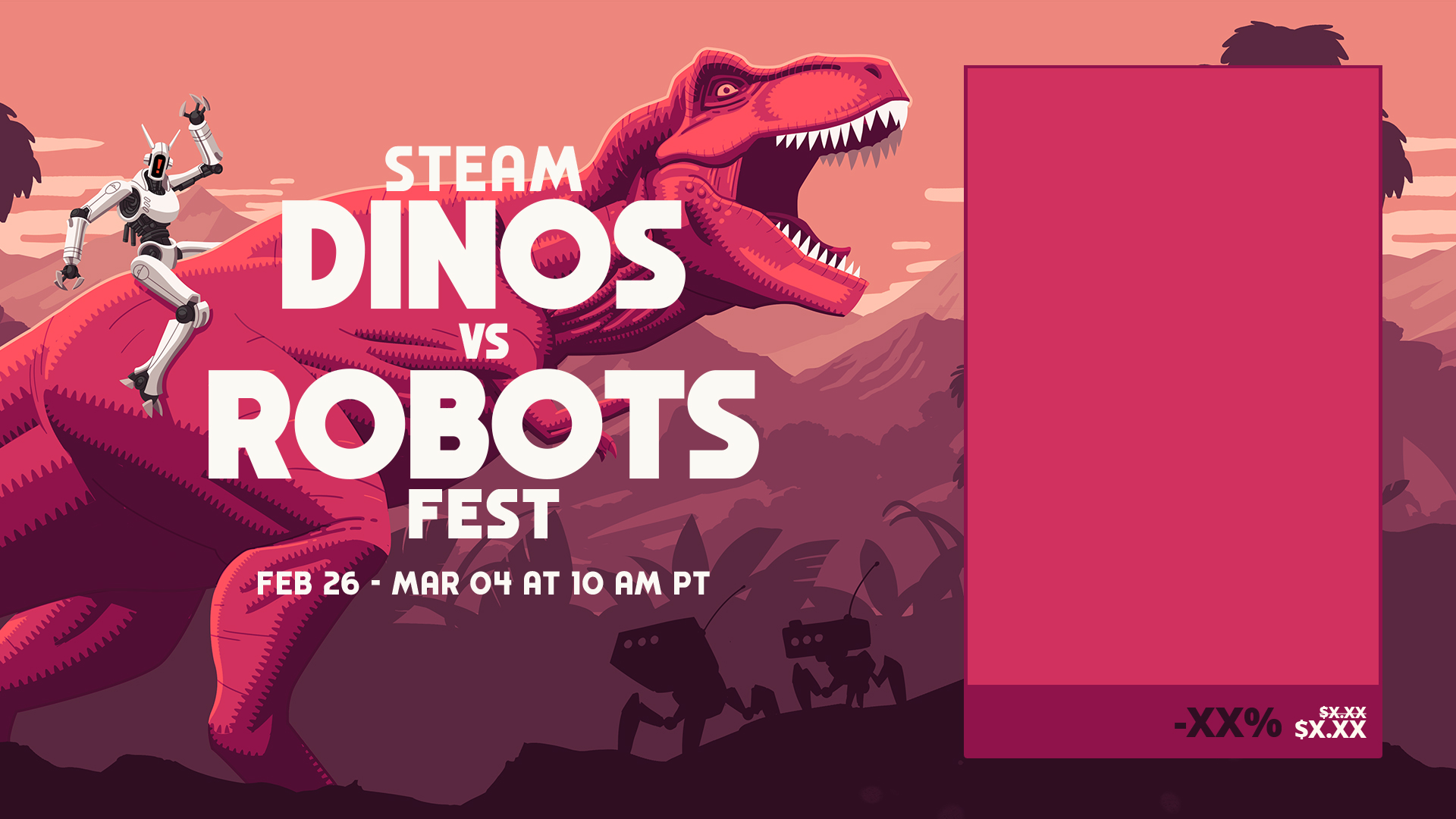 A partner template for advertising games for Valve's Steam Robots vs Dinos Fest