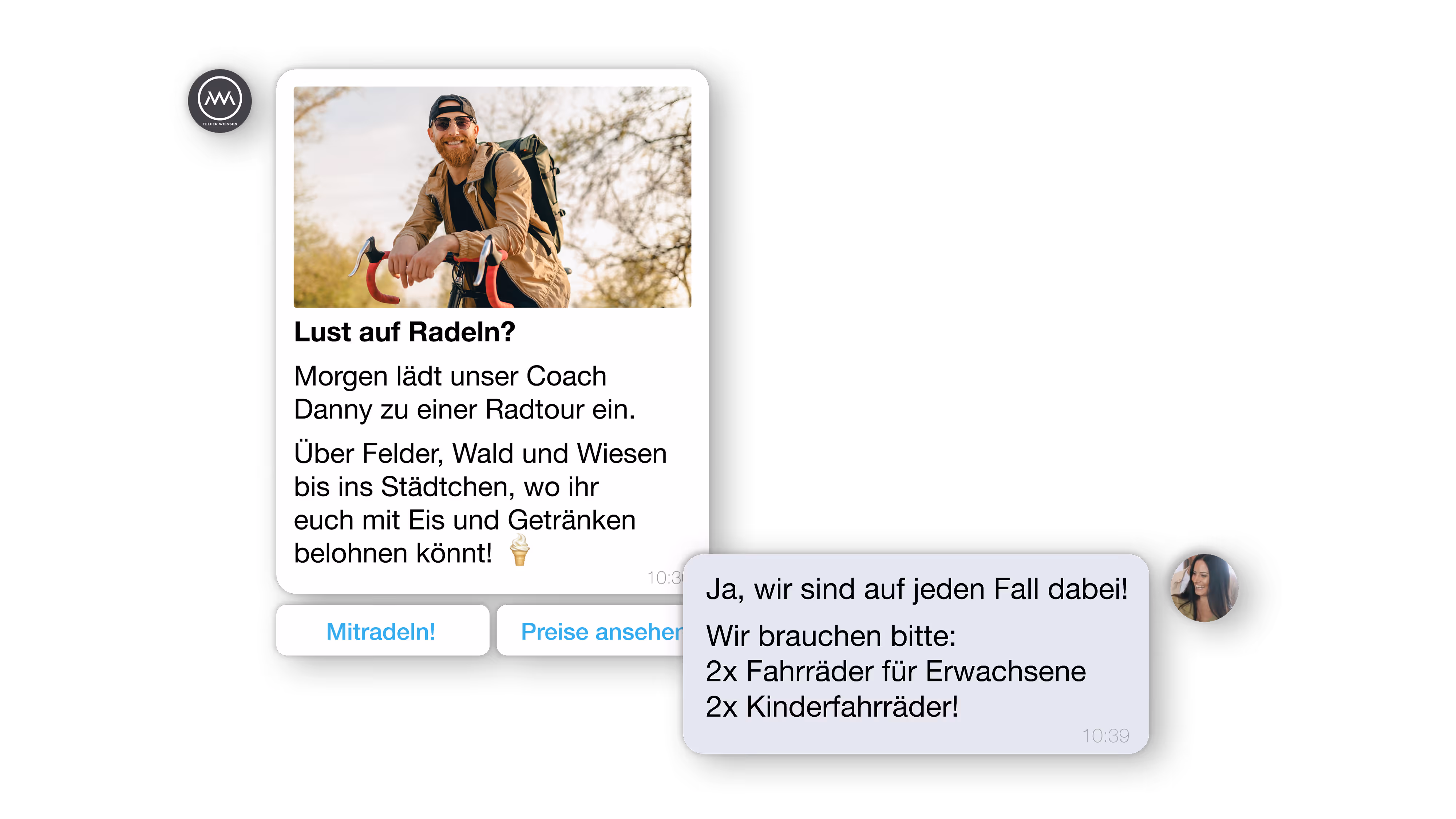Beispielbild WhatsApp Konversation zwischen Hotel und Gast