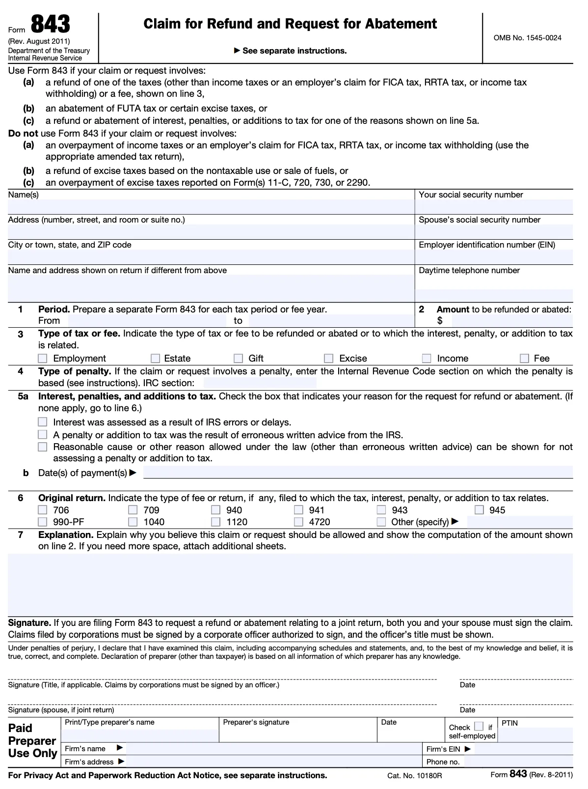 filing tax form 843