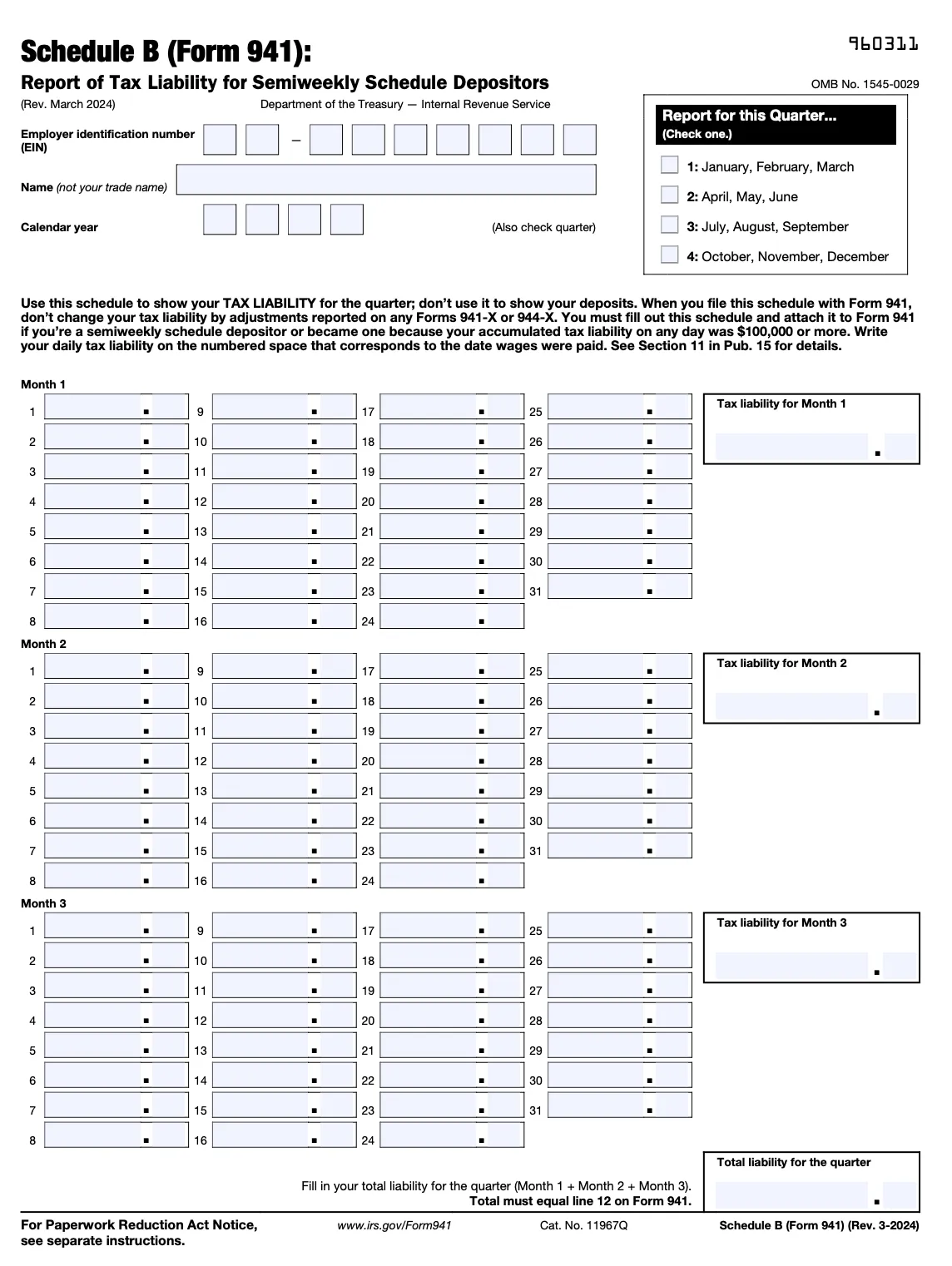 Instructions for Filling Out Form 941 Schedule B - Pilot Blogs