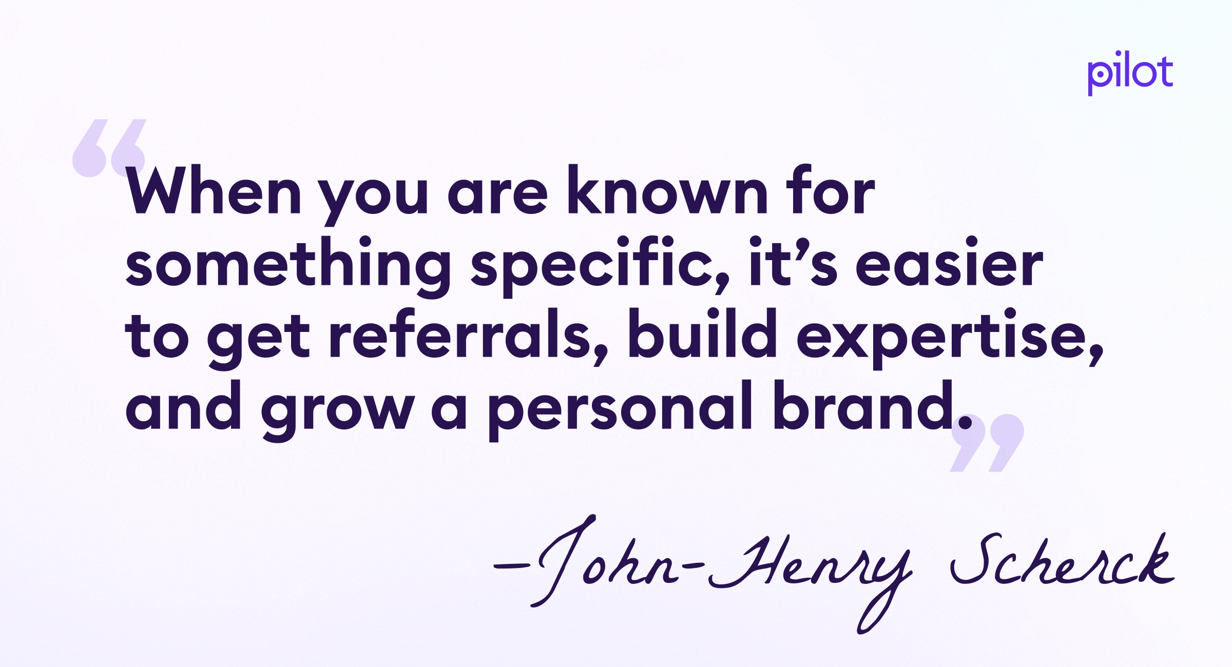 Quote by John-Henry Scherck at Growth Plays about being known for a niche specialty