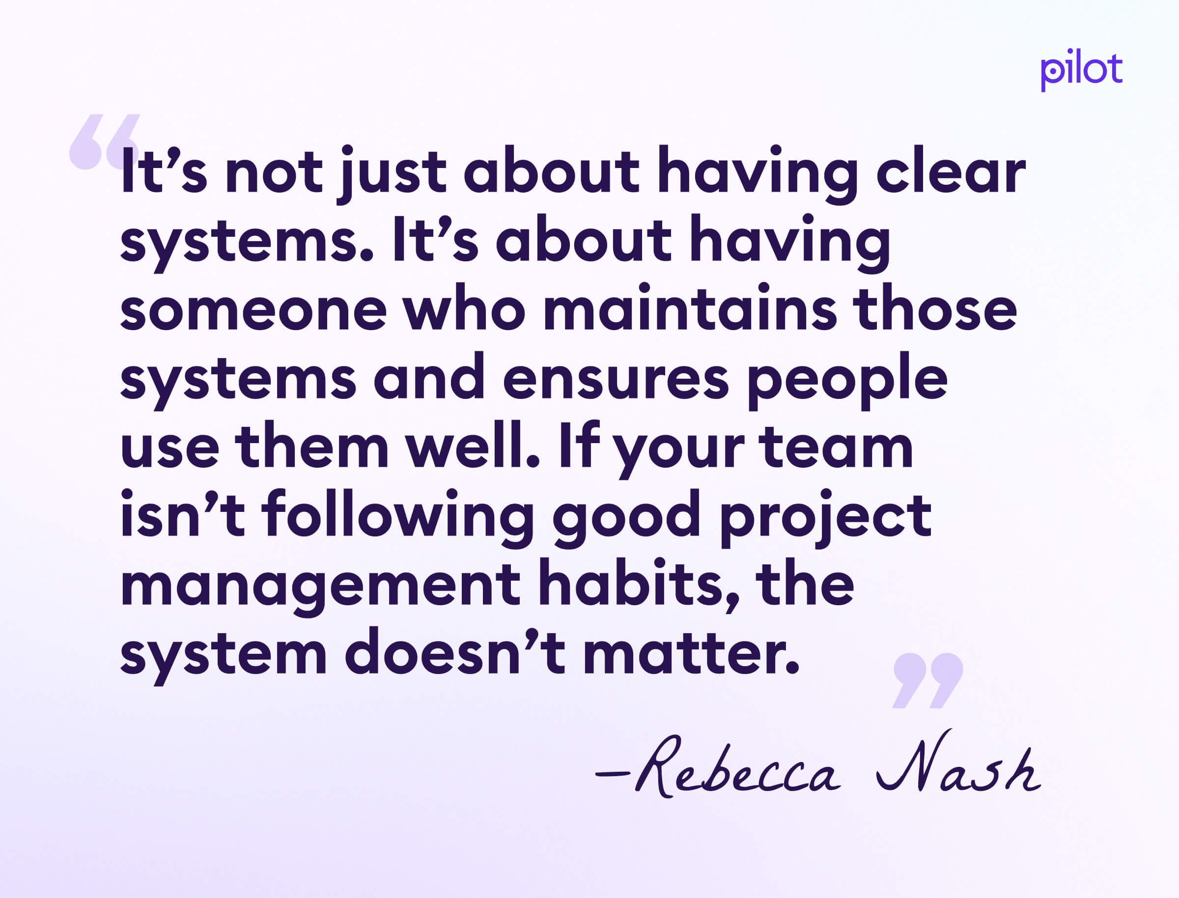 A quote from Rebecca Nash at beam content about operations