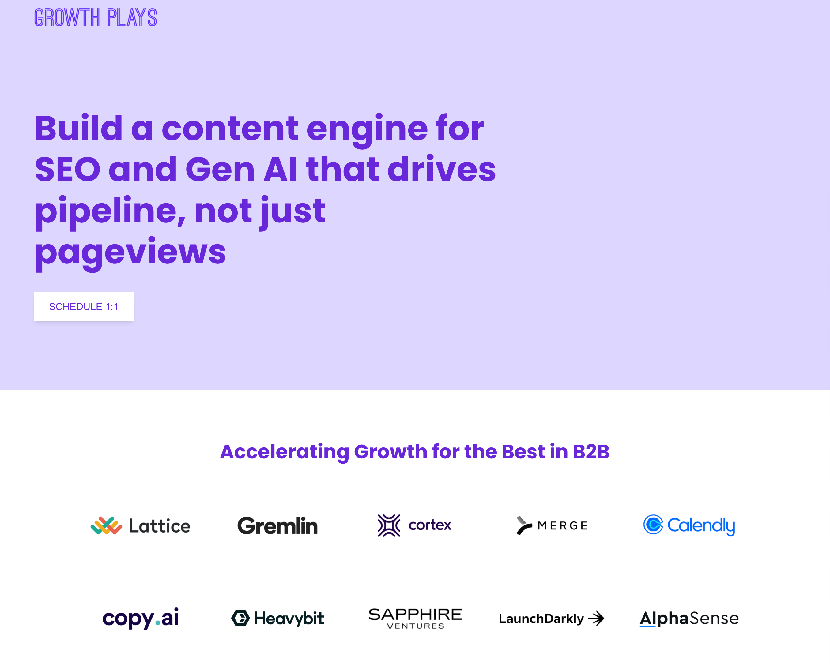 A screenshot of the growth plays agency website