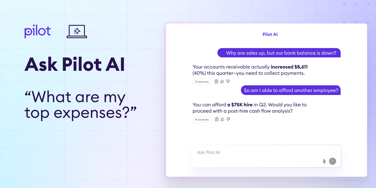 A screenshot of Pilot’s AI chat feature