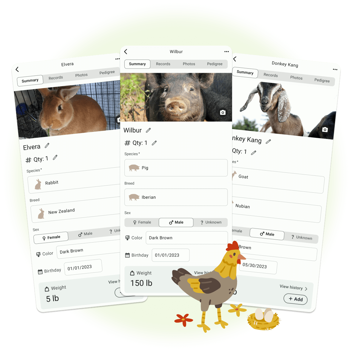 FarmKeep livestock record screen