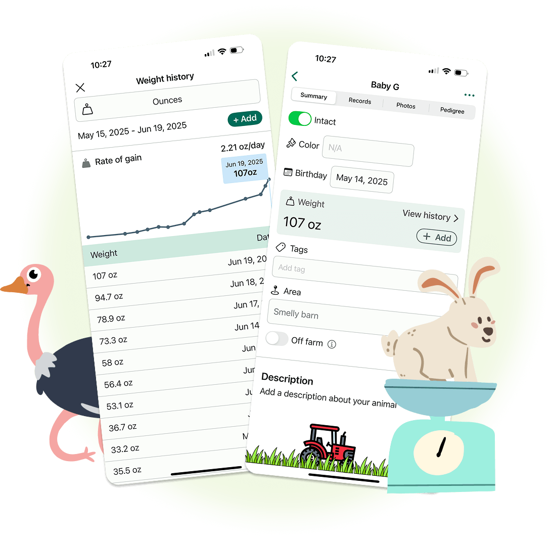 FarmKeep livestock record screen