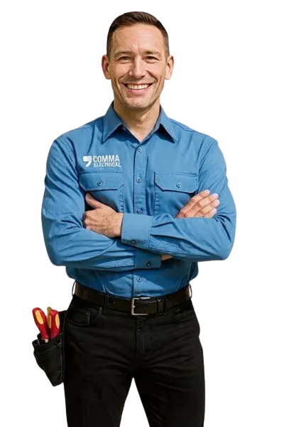 Comma Electrical Brisbane Residential Electrician in Work Uniform