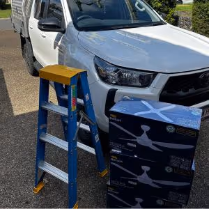 Comma Electrical Service Vehicle unloading for a job to install ceiling fans at a home in brisbane