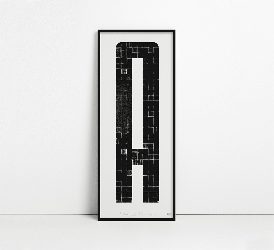 Letterpress prints designed and printed by Oli Bentley, Anthony Burrill & Thomas Mayo, featuring each letter of the alphabet and made using the Brico system