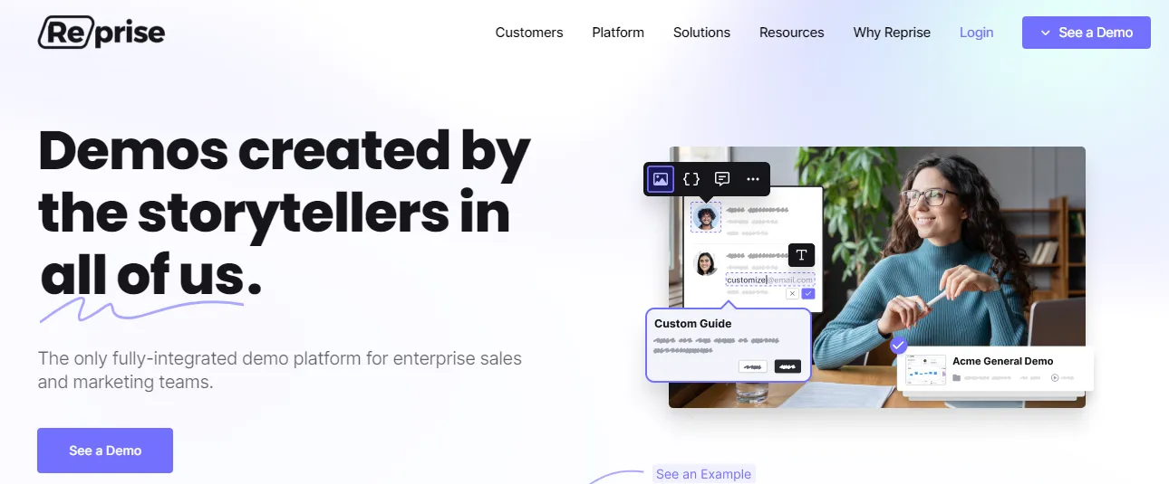 Reprise is an enterprise-focused platform that enables creating guided tours simpler