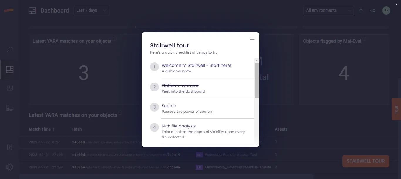 Once the user watches the specific demo screens, the checklist will showcase the progress