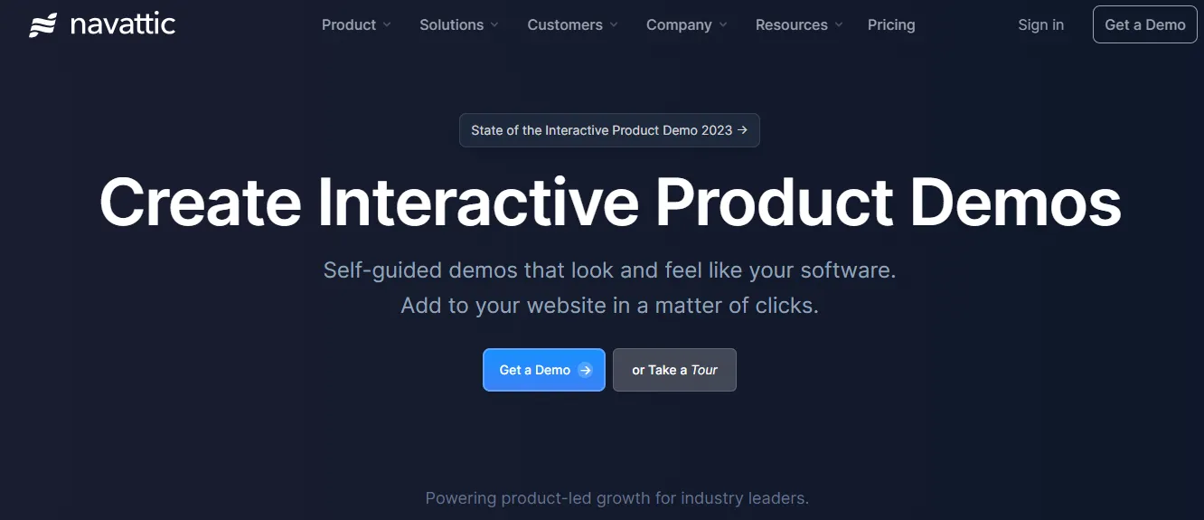 Navattic is a demo platform that lets you create interactive video and guided product tours 