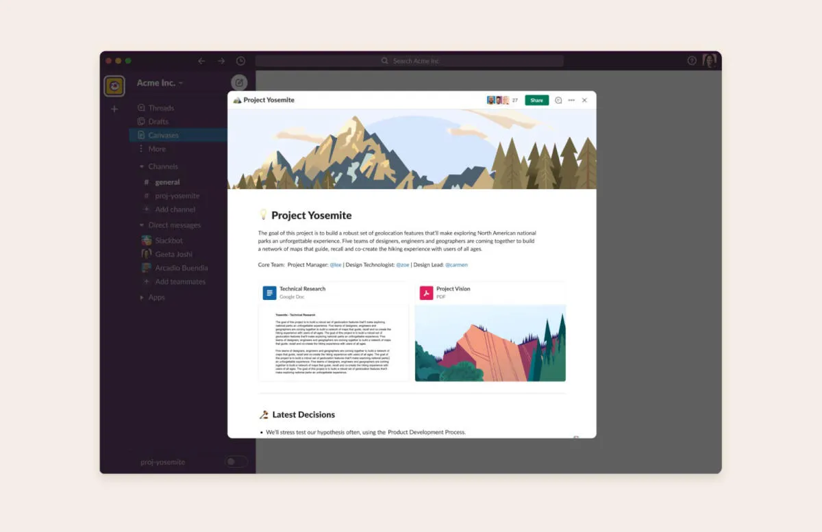 Image of Slack’s product walkthrough