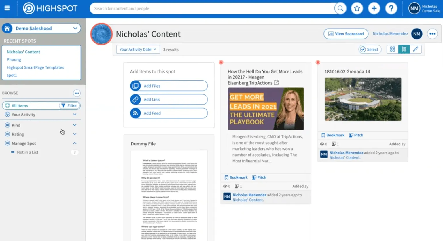 Highspot - Sales enablement platform with built-in analytics