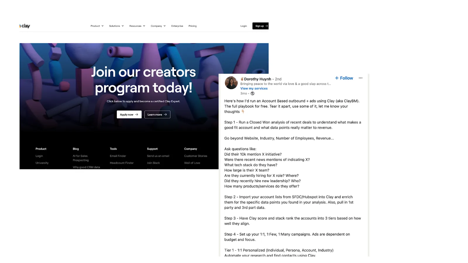 Clay's community and creator led content
