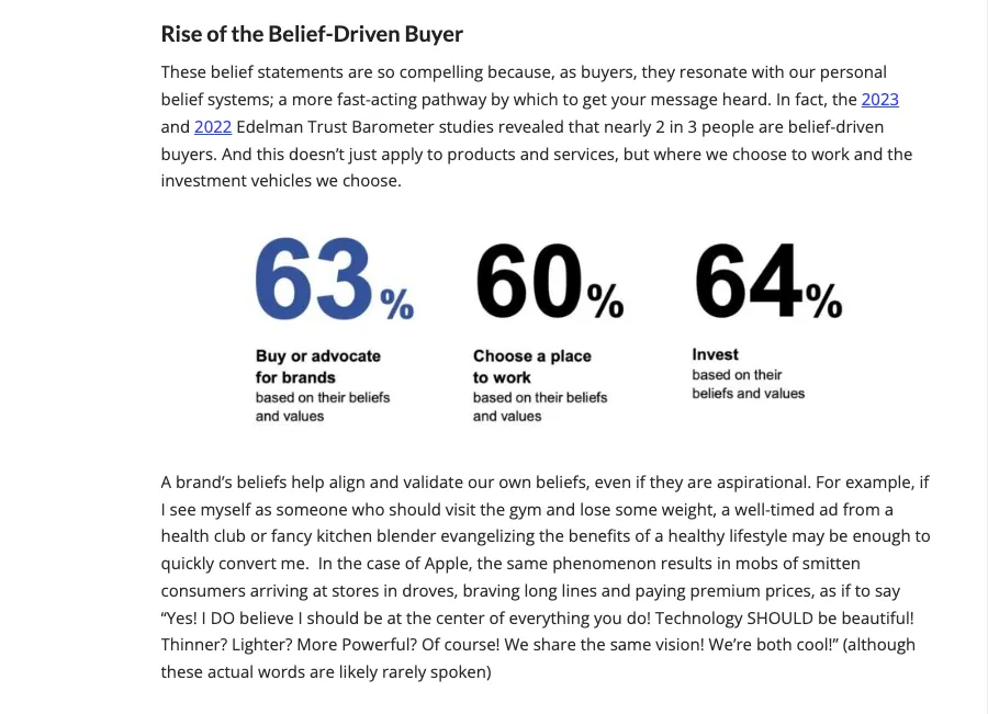 A screenshot of an excerpt from Cerebral Selling’s blog.