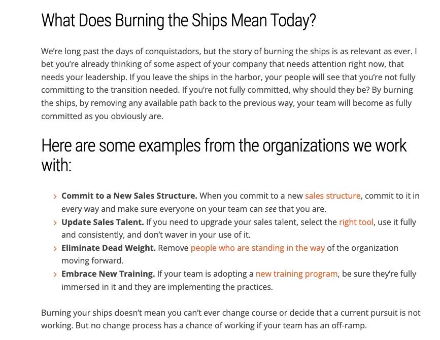 A screenshot of an excerpt from The Center of Sales Strategy’s blog.