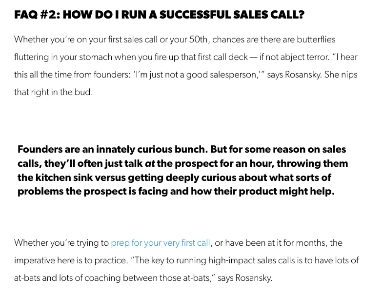 A screenshot of an excerpt from First Round Review’s blog.