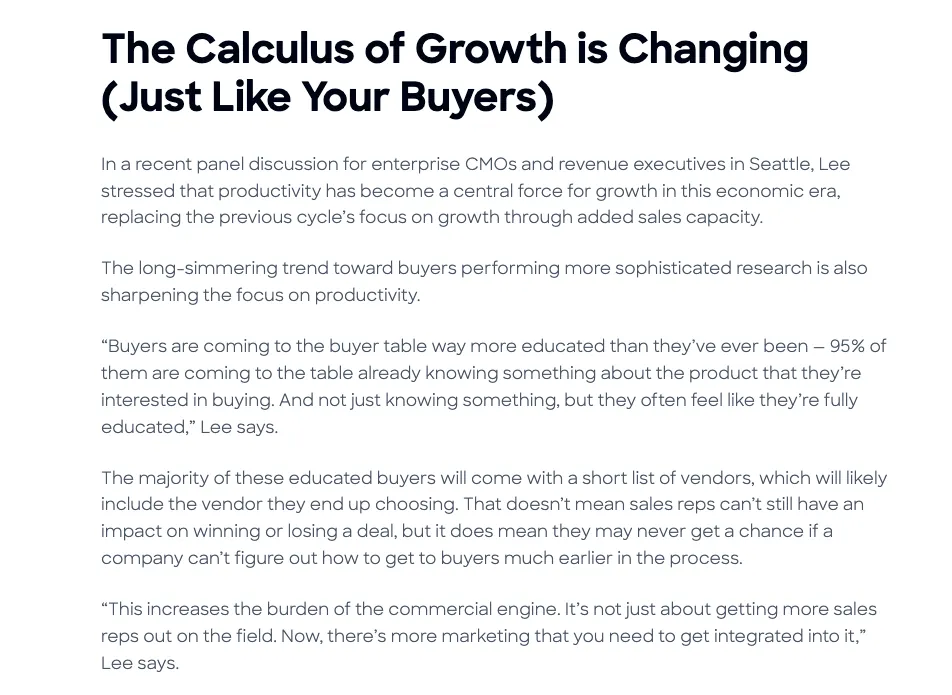 A screenshot of an excerpt from ZoomInfo’s The Pipeline blog.