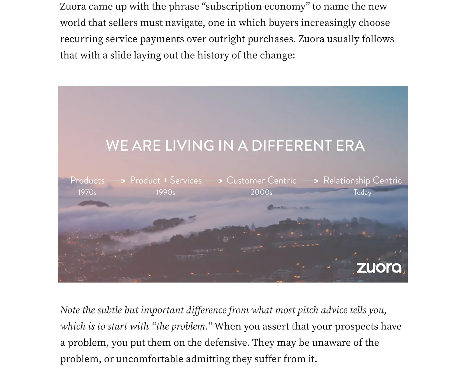 A screenshot of an excerpt from Andy Raskin’s blog.