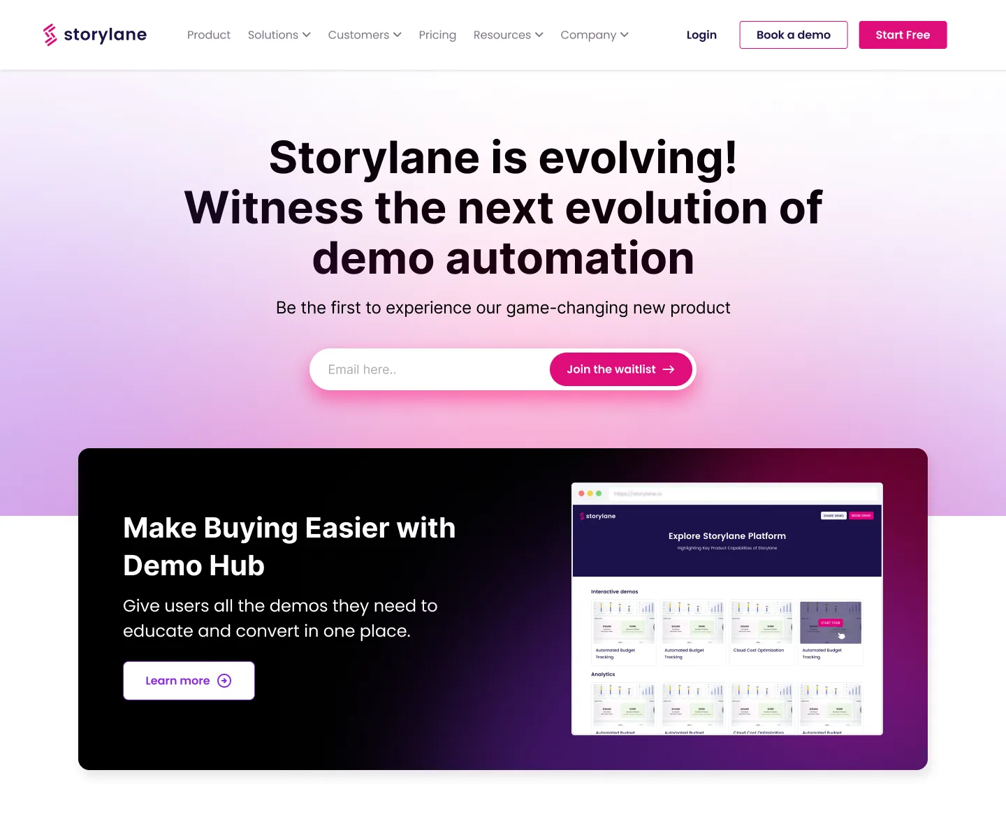 Storylane's demo hub coming soon page