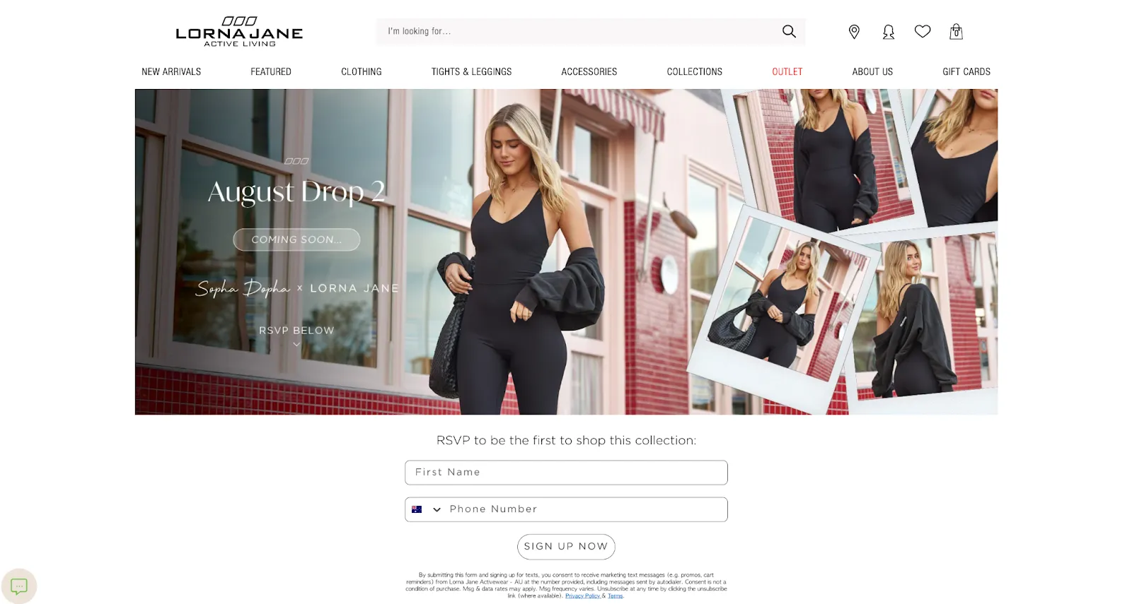 Lorna Jane's ecommerce coming soon page