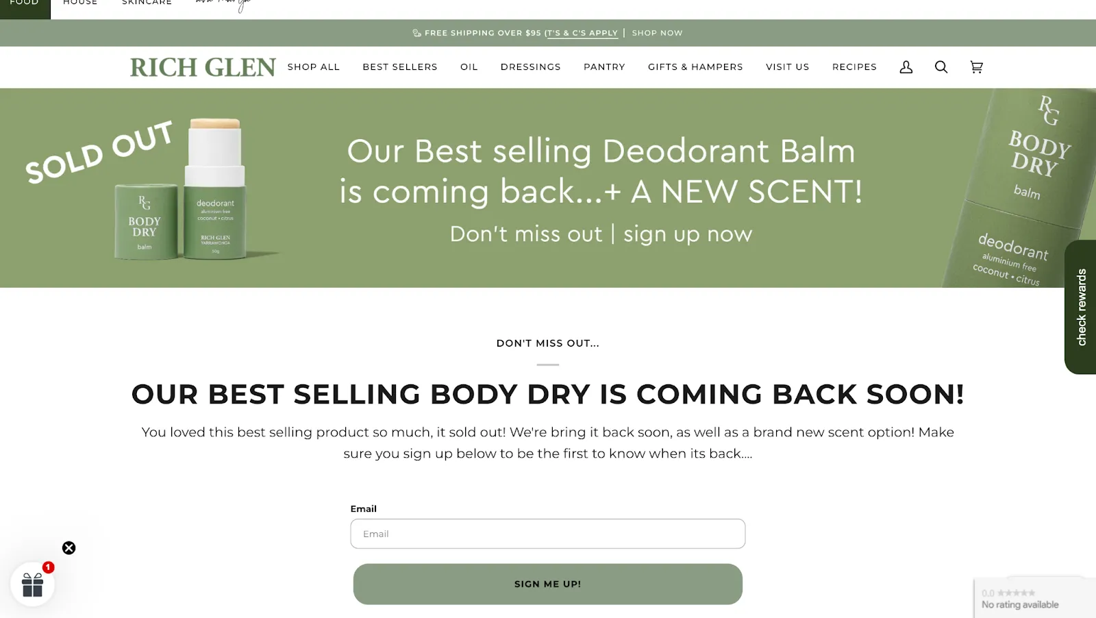 Rich glen bestseller landing page