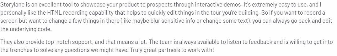 Storylane review by a G2 user