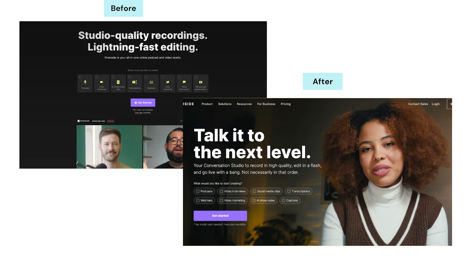 Riverside aimed to better demonstrate its capabilities directly on the homepage