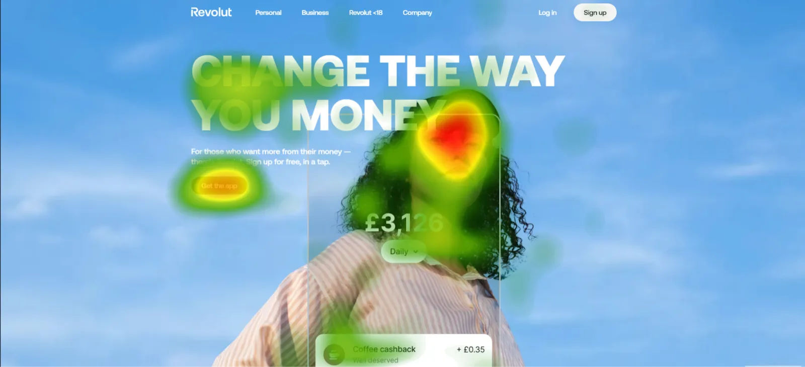 Heatmap of Revolut website
