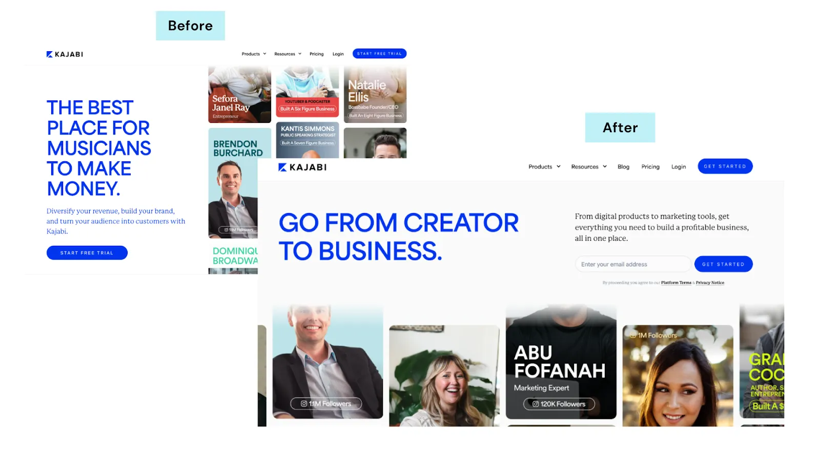 Kajabi revamps its homepage from seller centric to user centric messaging