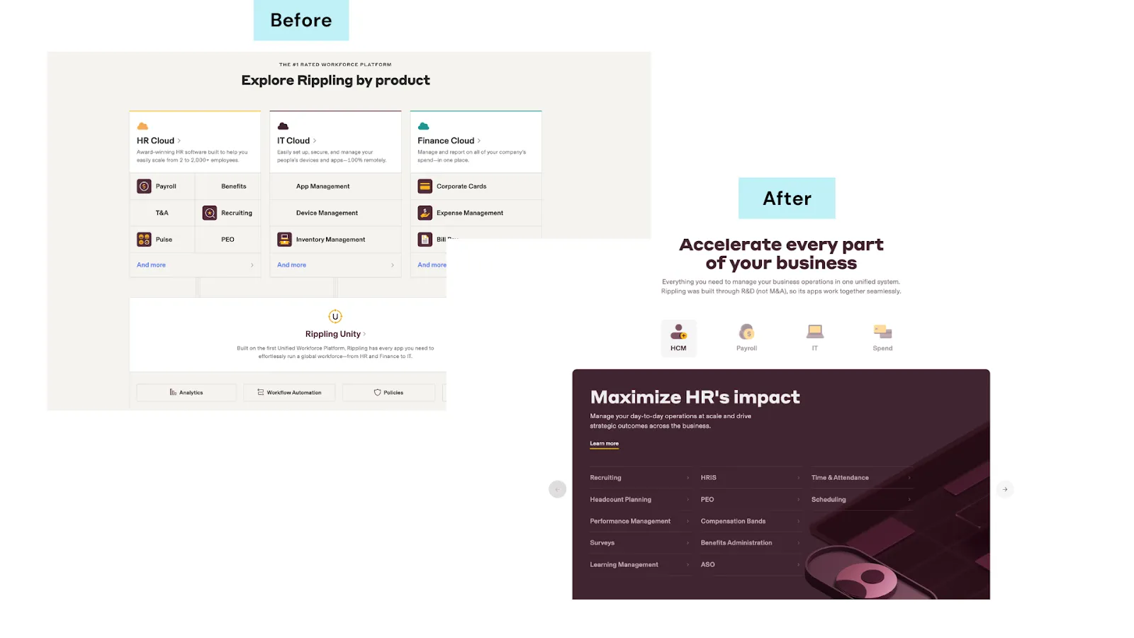 Rippling allows users to self-guide to relevant subpages
