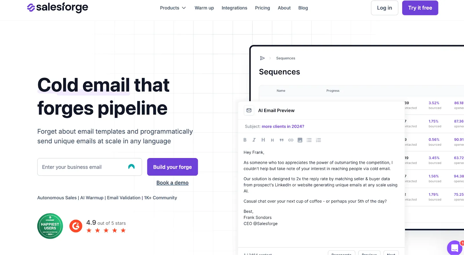 Salesforge for email outreach