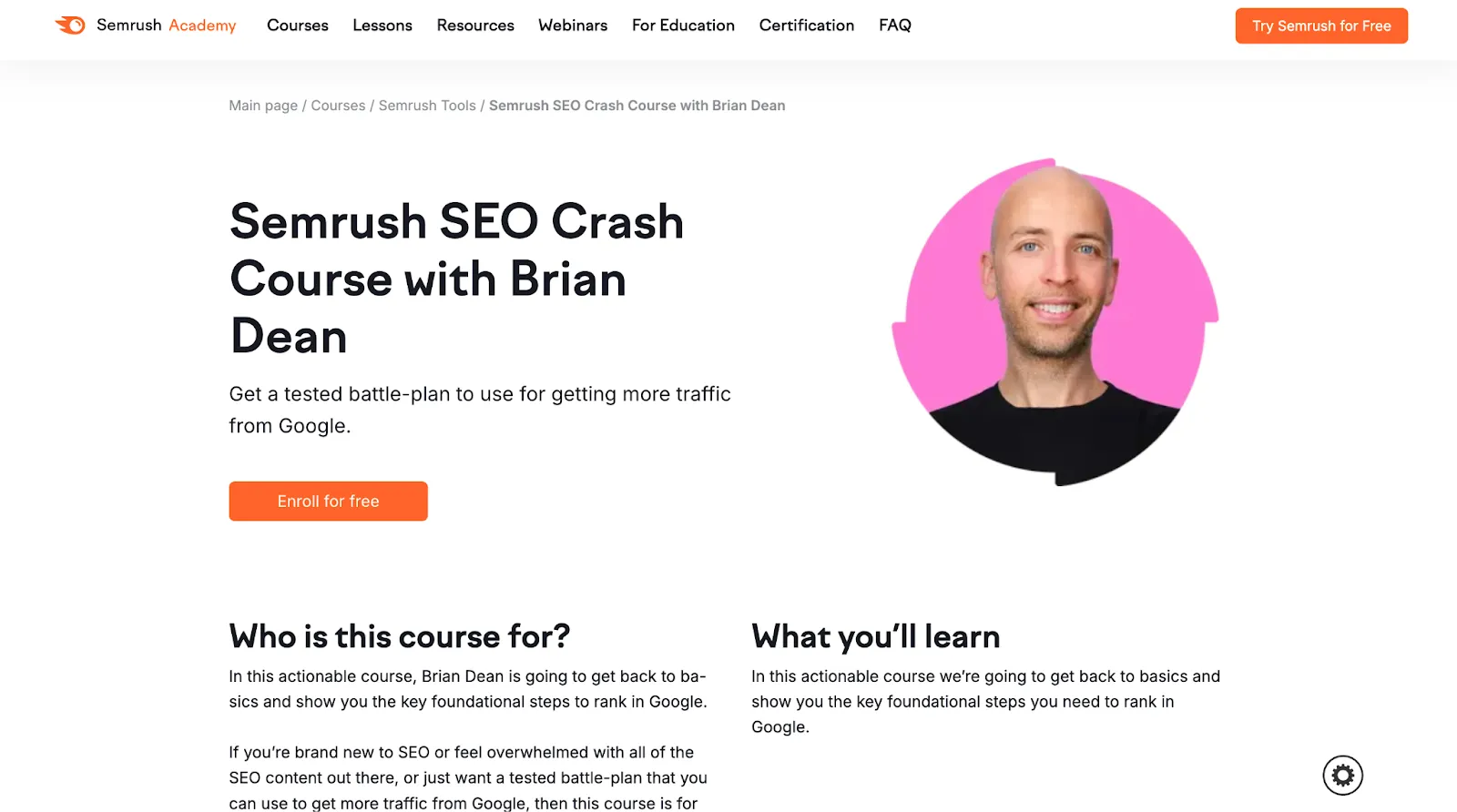 Semrush's certification course
