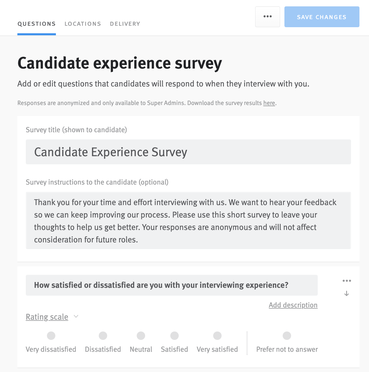 Image of a survey form titled 'Candidately Candidate Experience Survey,' showcasing the importance of understanding the hiring journey from a job seeker's perspective. This survey serves as an example of effective product marketing in the HR and recruitment space.