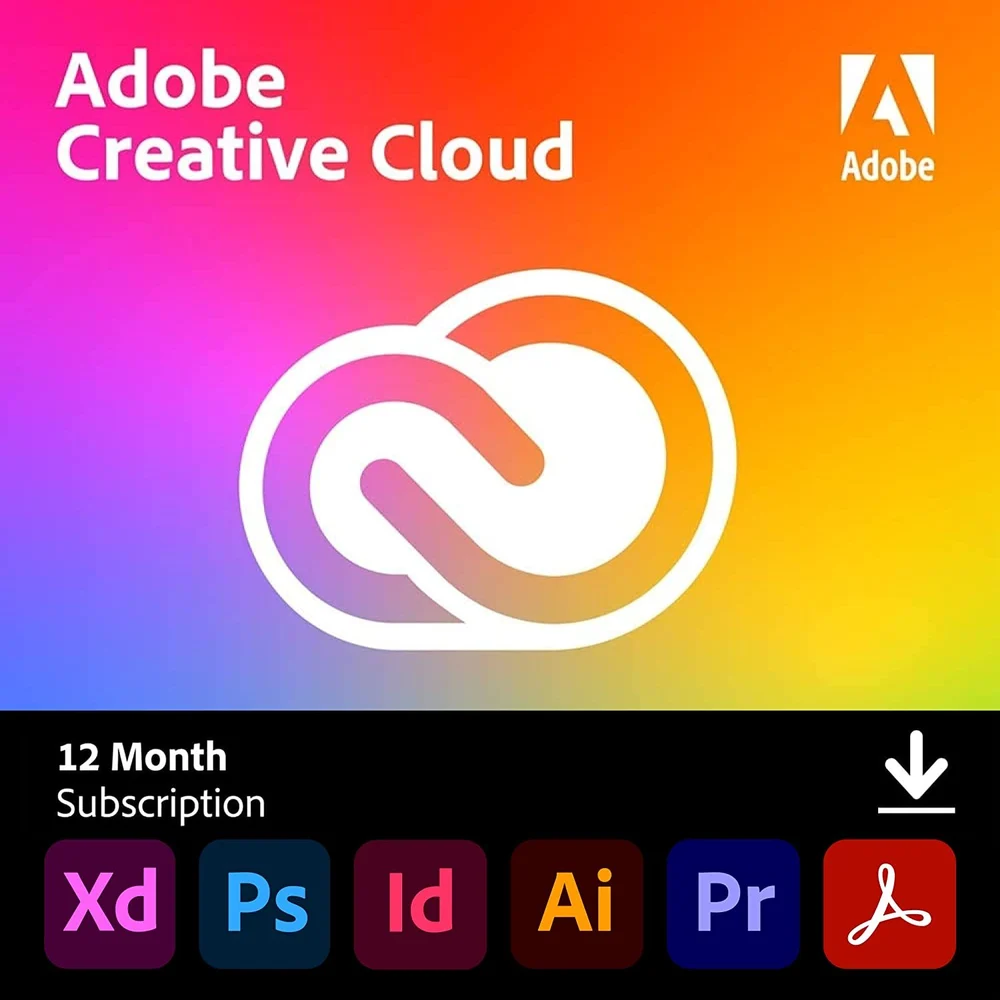 Screenshot of Adobe Creative Cloud dashboard showing various design software tools and features