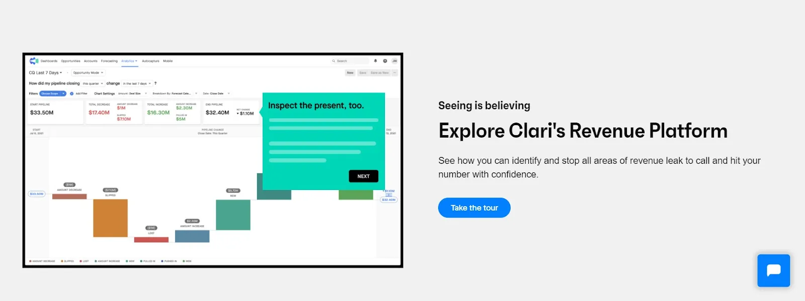 a screenshot of Clari’s landing page