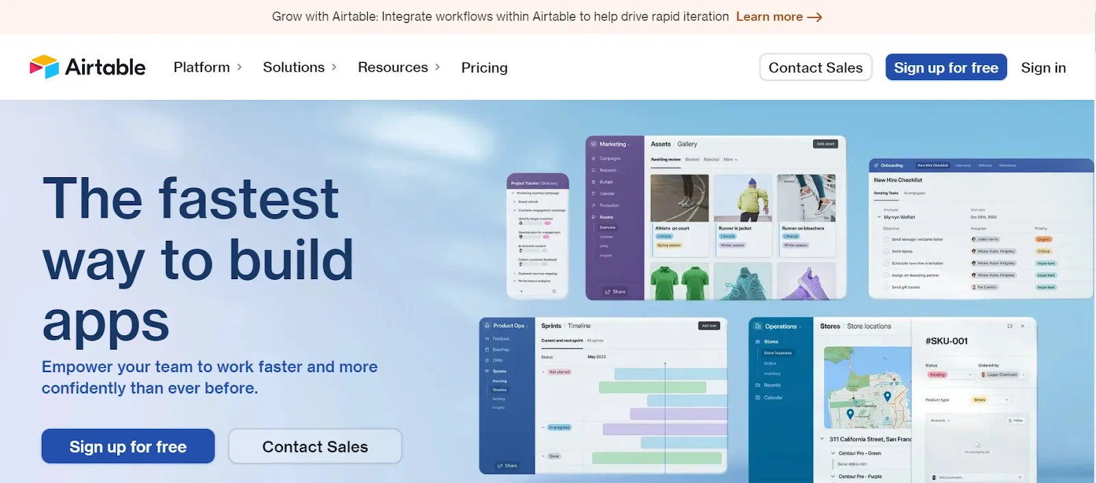 Alt text: a screenshot of Airtable’s new landing page